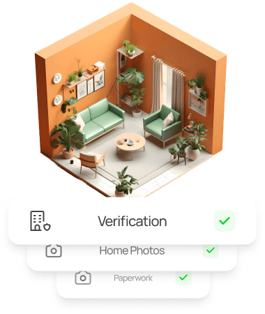Illustration showing verified homes and happy tenants using CribLiv